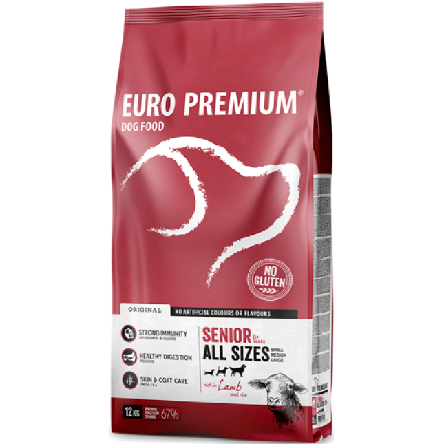 EuroPremium για ηλικιωμένους σκύλους όλων των φυλών με αρνί & ρύζι 12kg