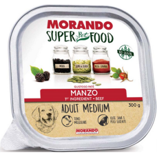 Morando σούπερ τροφή για ενήλικες σκύλους για φυλές μεσαίου μεγέθους με πατέ μοσχάρι 300gr