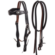 Mompso Χαλινό Western headstall WHPH4 μαύρο cob από ανθεκτικό φυσικό δέρμα