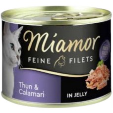 Finnern Miamor κομμάτια φιλέτου τόνο και καλαμάρι σε ζελέ με χαμηλά λιπαρά 185g Finnern Miamor κομμάτια φιλέτου τόνο και καλαμάρι σε ζελέ με χαμηλά λιπαρά 185g