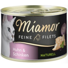 Finnern Miamor κομμάτια φιλέτα κοτόπουλου και ζαμπόν στο δικός του χυμό με χαμηλά λιπαρά 156g