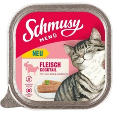 Finnern Schmusy τροφή για ενήλικες γάτες χωρίς δημητριακά με κοτόπουλο, μοσχάρι, κουνέλι 100g