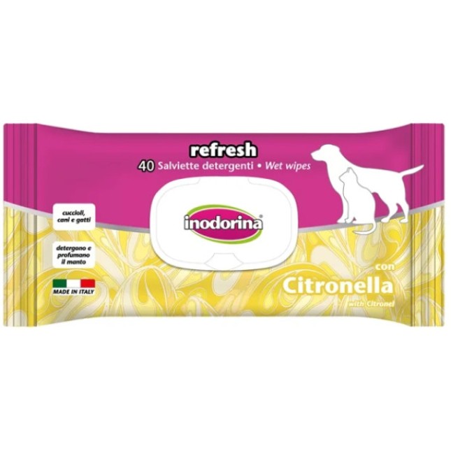 Inodorina Refresh μαντηλάκια σιτρονέλας 20cm x 30cm 40τμχ Inodorina Refresh μαντηλάκια σιτρονέλας 20cm x 30cm 40τμχ
