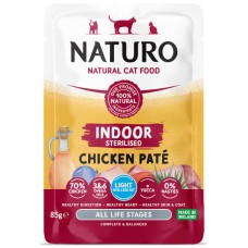 Naturo Πλήρης τροφή για ενήλικες στειρωμένες γάτες με πατέ κοτόπουλου χωρίς σιτηρά 85g