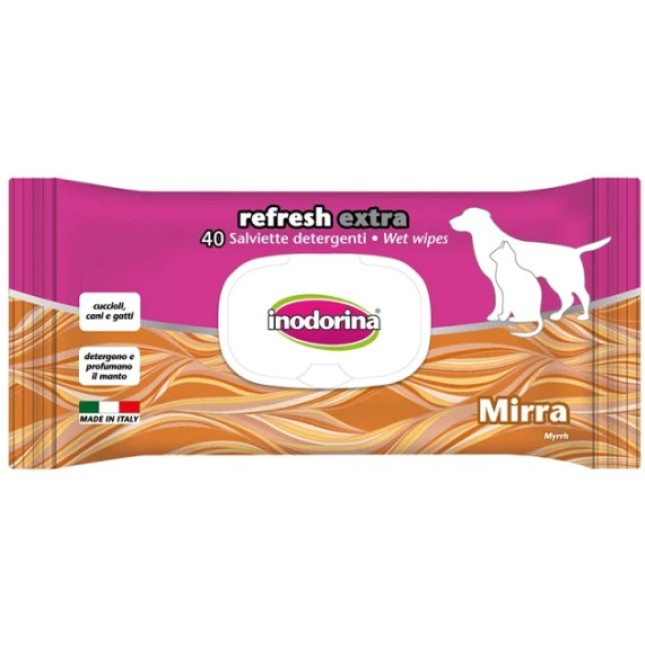 Inodorina Refresh extra μαντηλάκια με άρωμα μύρου 20cm x 30cm 40τμχ