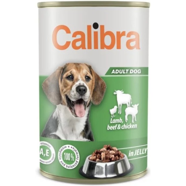 Calibra Dog Κονσέρβα για ενήλικους σκύλους με Αρνί, βοδινό, κοτόπουλο σε ζελέ 1240gr Calibra Dog Κονσέρβα για ενήλικους σκύλους με Αρνί, βοδινό, κοτόπουλο σε ζελέ 1240gr