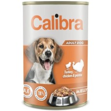 Calibra Dog Κονσέρβα για ενήλικους σκύλους με Γαλοπούλα, κοτόπουλο, ζυμαρικά σε ζελέ 1240gr