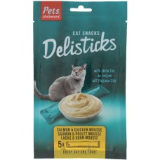 Pets Unlimited Σνακ σε mousse για ενήλικες γάτες άνω των 4 μηνών με γεύση σολoμό και κοτόπουλο 15g Pets Unlimited Σνακ σε mousse για ενήλικες γάτες άνω των 4 μηνών με γεύση σολoμό και κοτόπουλο 15g