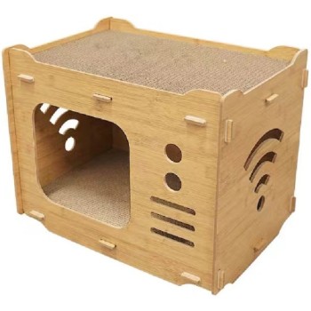 Ξύλινο σπιτάκι γάτας σε φυσικό χρώμα 44x31.5x34cm Ξύλινο σπιτάκι γάτας σε φυσικό χρώμα 44x31.5x34cm