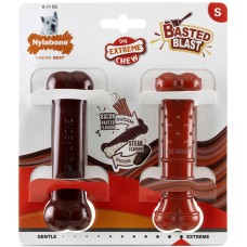 Nylabone κόκκαλο μασήματος με γεύση μπέικον εξωτερικά και μπριζόλα εσωτερικά για μικρόσωμα σκυλιά
