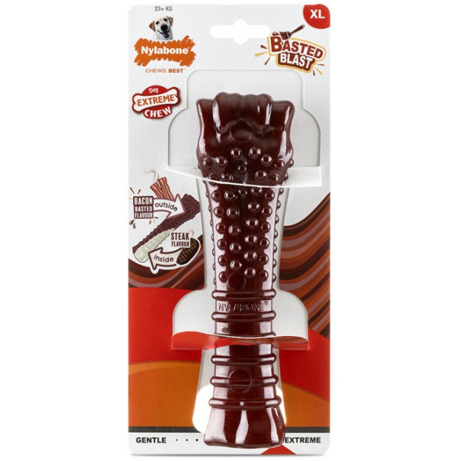 Nylabone κόκκαλο μασήματος με γεύση μπέικον εξωτερικά και μπριζόλα εσωτερικά xl 19,5cm Nylabone κόκκαλο μασήματος με γεύση μπέικον εξωτερικά και μπριζόλα εσωτερικά xl 19,5cm