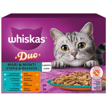 Whiskas Duo Multipack Σε Ζελέ Με Γεύσεις Στεριάς & Θάλασσας 12x85gr