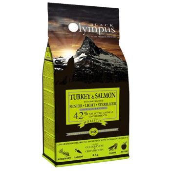 Black Olympus για στειρωμένους ηλικιωμένους σκύλους με γαλοπούλα σολομό και καστανό ρύζι 2kg Black Olympus για στειρωμένους ηλικιωμένους σκύλους με γαλοπούλα σολομό και καστανό ρύζι 2kg