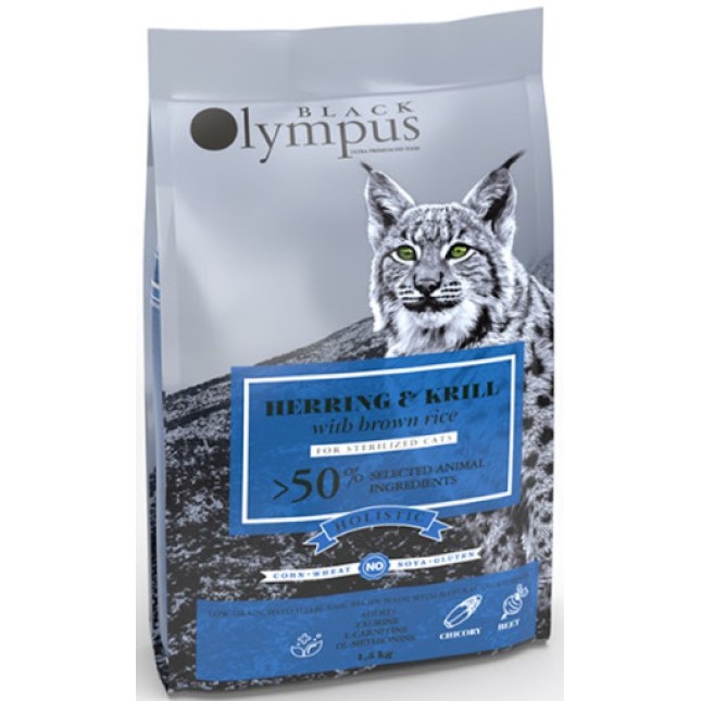 Black Olympus για στειρωμένες ενήλικες γάτες με ρέγγα και κριλ 8kg Black Olympus για στειρωμένες ενήλικες γάτες με ρέγγα και κριλ 8kg