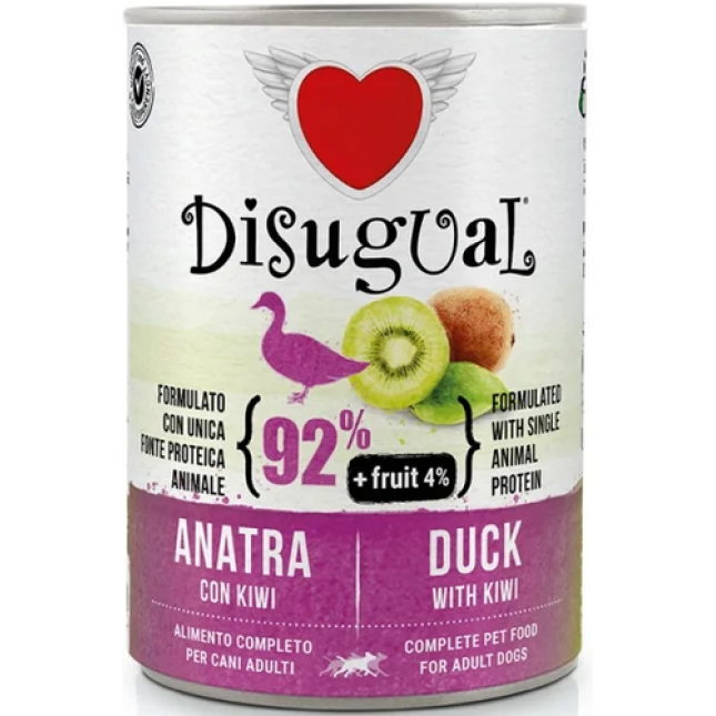 Disugual FRUIT Μονοπρωτεϊνική τροφή ενήλικου σκύλου πατέ Πάπια+Ακτινίδιο 400gr Disugual FRUIT Μονοπρωτεϊνική τροφή ενήλικου σκύλου πατέ Πάπια+Ακτινίδιο 400gr