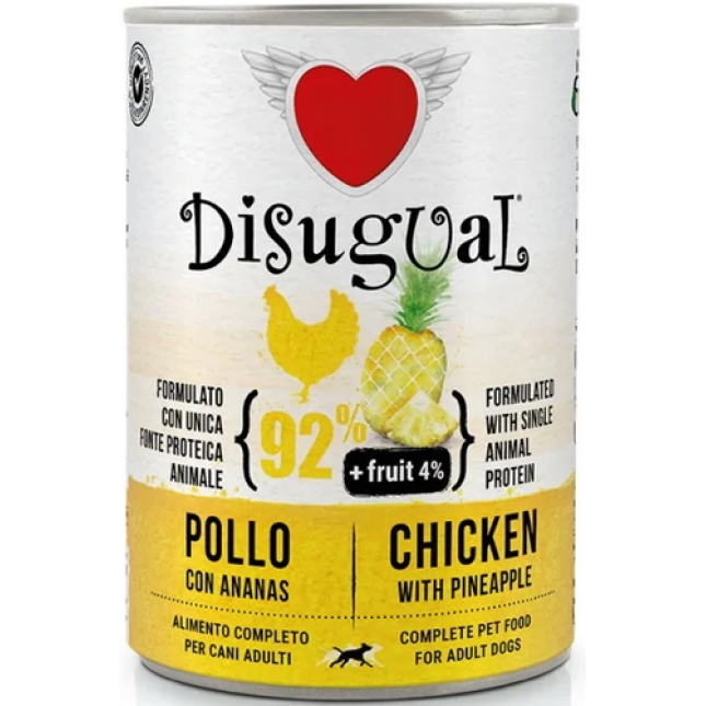 Disugual FRUIT Μονοπρωτεϊνική τροφή ενήλικου σκύλου πατέ Σ. Κοτόπουλο+Ανανά 400gr Disugual FRUIT Μονοπρωτεϊνική τροφή ενήλικου σκύλου πατέ Σ. Κοτόπουλο+Ανανά 400gr