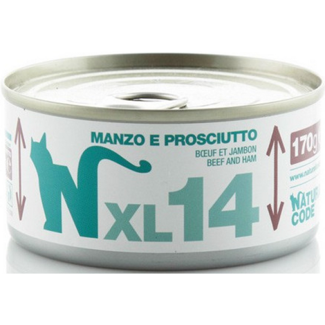 Natural Code τροφή XL Πατέ για ενήλικες γάτες με Βοδινό και Προσούτο 170gr Natural Code τροφή XL Πατέ για ενήλικες γάτες με Βοδινό και Προσούτο 170gr