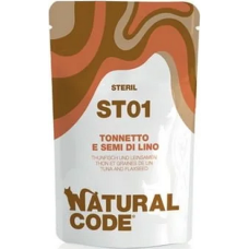 Natural Code Πατέ τροφή για ενήλικες γάτες Sterilized σε φακελάκι με Τόνο & λιναρόσπορο 70gr Natural Code Πατέ τροφή για ενήλικες γάτες Sterilized σε φακελάκι με Τόνο & λιναρόσπορο 70gr