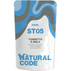 Natural Code Πατέ τροφή για ενήλικες γάτες Sterilized σε φακελάκι με Τόνο & Μήλο 70gr Natural Code Πατέ τροφή για ενήλικες γάτες Sterilized σε φακελάκι με Τόνο & Μήλο 70gr