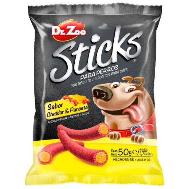 Dr Zoo Sticks με γεύση μπέικον και τσένταρ 50gr Dr Zoo Sticks με γεύση μπέικον και τσένταρ 50gr