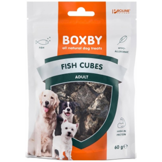 Boxby υποαλλεργική λιχουδιά κύβοι από 100% μπακαλιάρο 60g Boxby υποαλλεργική λιχουδιά κύβοι από 100% μπακαλιάρο 60g