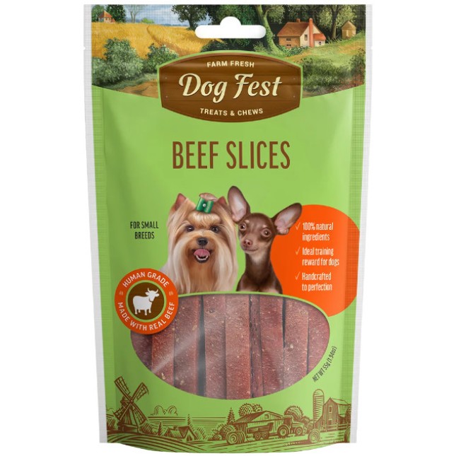 PetFest Dog λιχουδιά με τρυφερές φέτες βοείου κρέατος για σκυλιά μικρόσωμων φυλών 55g PetFest Dog λιχουδιά με τρυφερές φέτες βοείου κρέατος για σκυλιά μικρόσωμων φυλών 55g