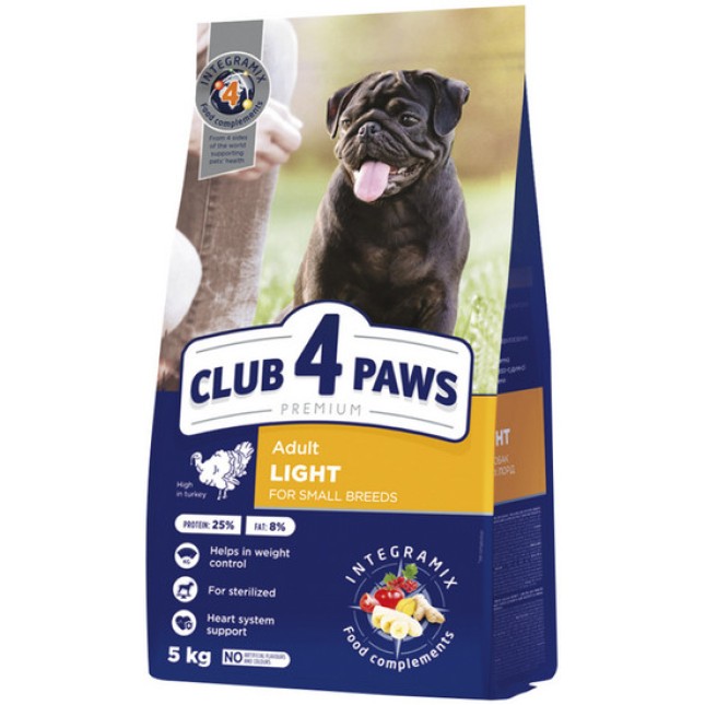 Kormotech Club 4 Paws για ενήλικα μικρόσωμα στειρωμένα σκυλιά με γαλοπούλα 5kg Kormotech Club 4 Paws για ενήλικα μικρόσωμα στειρωμένα σκυλιά με γαλοπούλα 5kg