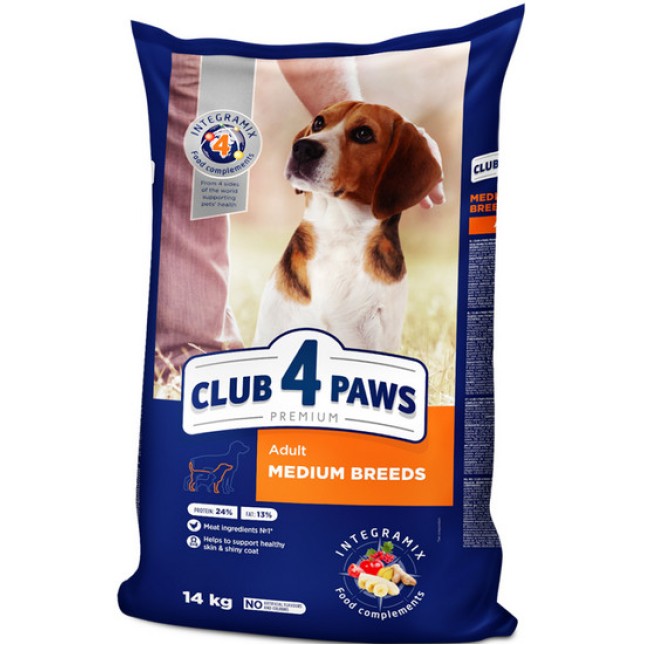 Kormotech Club 4 Paws για ενήλικους σκύλους μεσαίων φυλών με κοτόπουλο 14kg Kormotech Club 4 Paws για ενήλικους σκύλους μεσαίων φυλών με κοτόπουλο 14kg