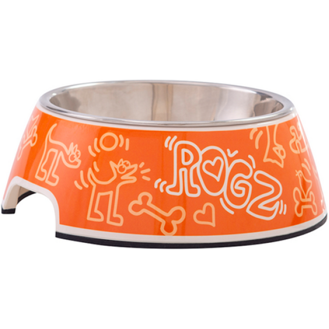 Rogz dogz ανοξείδωτο αποσπώμενο Μπωλ σκύλου Bubble με ανθεκτική βάση από μελαμίνη orange doodle Rogz dogz ανοξείδωτο αποσπώμενο Μπωλ σκύλου Bubble με ανθεκτική βάση από μελαμίνη orange doodle