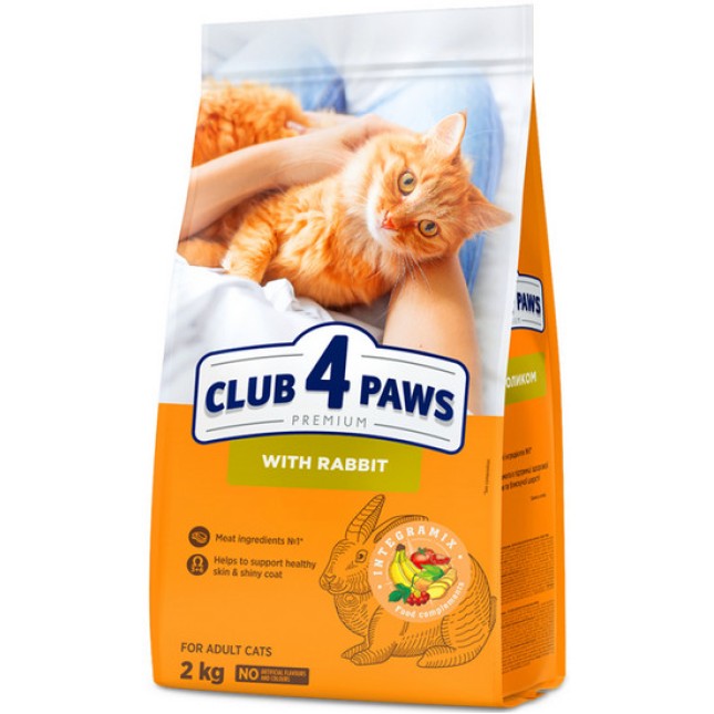Kormotech Club 4 Paws Πλήρης ξηρή τροφή για ενήλικες γάτες με κουνέλι