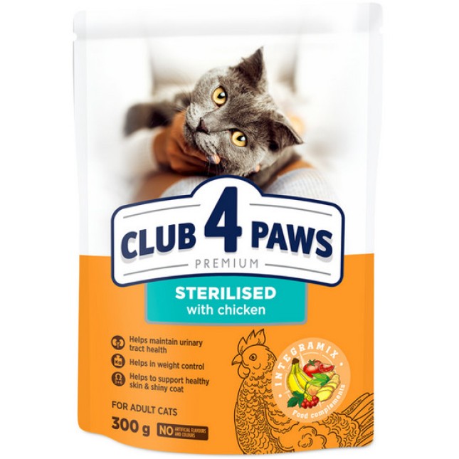 Kormotech Club 4 Paws Πλήρης ξηρή τροφή για στειρωμένες γάτες με κοτόπουλο Kormotech Club 4 Paws Πλήρης ξηρή τροφή για στειρωμένες γάτες με κοτόπουλο