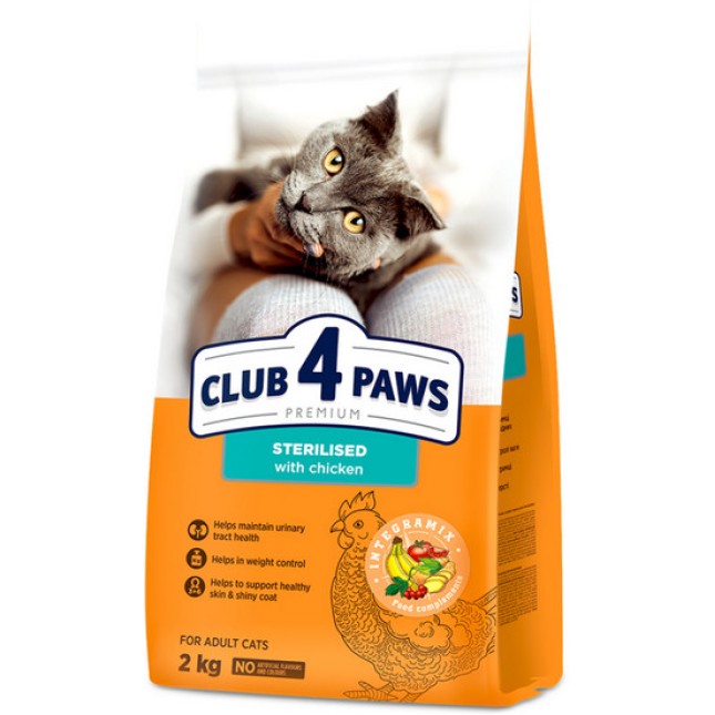 Kormotech Club 4 Paws Πλήρης ξηρή τροφή για στειρωμένες γάτες με κοτόπουλο Kormotech Club 4 Paws Πλήρης ξηρή τροφή για στειρωμένες γάτες με κοτόπουλο