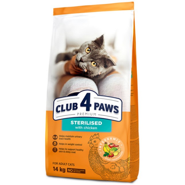 Kormotech Club 4 Paws Πλήρης ξηρή τροφή για στειρωμένες γάτες με κοτόπουλο Kormotech Club 4 Paws Πλήρης ξηρή τροφή για στειρωμένες γάτες με κοτόπουλο