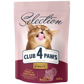 Kormotech Club 4 Paws ξηρή τροφή για ενήλικες γάτες με γαλοπούλα και λαχανικά 300gr Kormotech Club 4 Paws ξηρή τροφή για ενήλικες γάτες με γαλοπούλα και λαχανικά 300gr