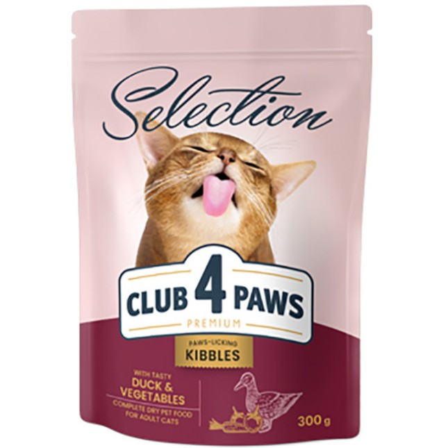 Kormotech Club 4 Paws ξηρή τροφή για ενήλικες γάτες με πάπια και λαχανικά 300gr Kormotech Club 4 Paws ξηρή τροφή για ενήλικες γάτες με πάπια και λαχανικά 300gr