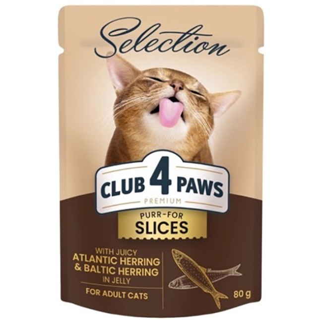 Kormotech Club 4 Paws υγρή τροφή για ενήλικες γάτες με ρέγγα σε ζελέ 80gr Kormotech Club 4 Paws υγρή τροφή για ενήλικες γάτες με ρέγγα σε ζελέ 80gr