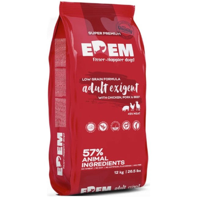 Edem Ξηρά τροφή για ενήλικους σκύλους μεσαίων-μεγαλόσωμων φυλών με κοτόπουλο, βοδινό & χοιρινό Edem Ξηρά τροφή για ενήλικους σκύλους μεσαίων-μεγαλόσωμων φυλών με κοτόπουλο, βοδινό & χοιρινό