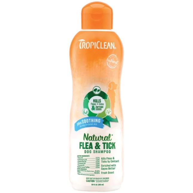 TropiClean Σαμπουάν κατά των ψύλλων, κροτώνων και κουνουπιών 592ml