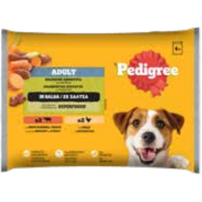 Pedigree για ενήλικους σκύλους με λαχανικά σε σάλτσα (Μοσχάρι/Συκώτι - Κοτόπουλο) 4x100g Pedigree για ενήλικους σκύλους με λαχανικά σε σάλτσα (Μοσχάρι/Συκώτι - Κοτόπουλο) 4x100g
