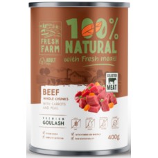 Fresh Farm Πλήρης υγρή τροφή για ενήλικους σκύλους με ολόκληρα κομμάτια μοσχάρι 400gr