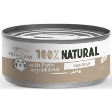 Fresh Farm Πλήρης υγρή τροφή για ενήλικες γάτες σε μορφή μους με αρνί 85gr