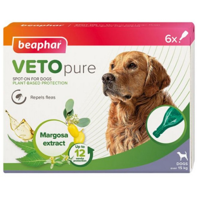Beaphar Veto pure με εκχυλίσματα Margosa και ευκάλυπτου Citriodora M-L 15-30 kg 6αμπούλες Beaphar Veto pure με εκχυλίσματα Margosa και ευκάλυπτου Citriodora M-L 15-30 kg 6αμπούλες