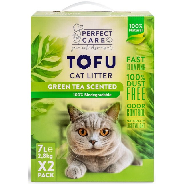 Perfect Care Άμμος υγιεινής από Tofu με άρωμα πράσινο τσάι 2 x 7L Perfect Care Άμμος υγιεινής από Tofu με άρωμα πράσινο τσάι 2 x 7L
