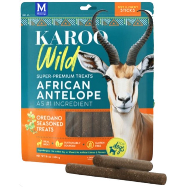 Montego Karoo κυλινδρικές λιχουδιές με κρέας αντιλόπης και άρωμα δεντρολίβανο 454g Montego Karoo κυλινδρικές λιχουδιές με κρέας αντιλόπης και άρωμα δεντρολίβανο 454g