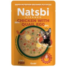 Natsbi Πλήρης τροφή για ενήλικες γάτες και γατάκια με κοτόπουλο και αβγά ορτυκιού 80g