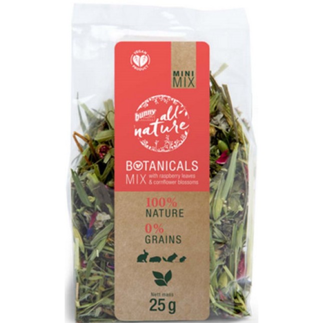 Bunny Nature Mini Mix Συμπληρωματική τροφή μείγμα με Σμέουρο & Άνθος καλαμποκιού 25gr Bunny Nature Mini Mix Συμπληρωματική τροφή μείγμα με Σμέουρο & Άνθος καλαμποκιού 25gr