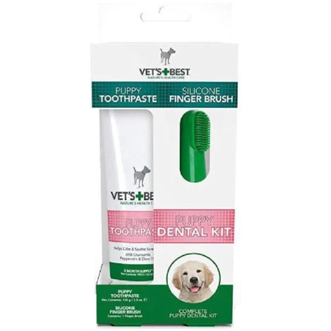 Vets Best Σετ οδοντόπαστα και οδοντόβουρτσα δαχτύλου για κουτάβια