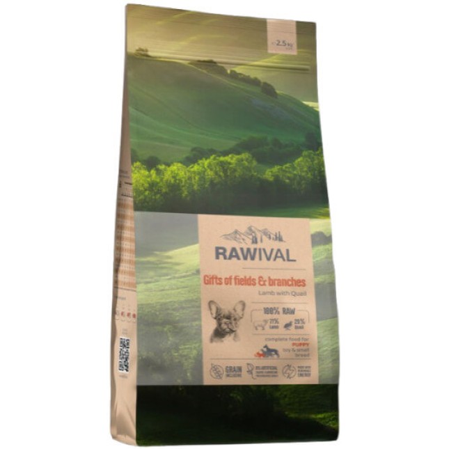 Rawival Ξηρά τροφή για κουτάβια νάνων και μικρόσωμων φυλών με αρνί και ορτύκια 2,5kg Rawival Ξηρά τροφή για κουτάβια νάνων και μικρόσωμων φυλών με αρνί και ορτύκια 2,5kg
