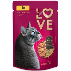 Kormotech MY LOVE Υγρή Τροφή για ενήλικες γάτες με κομματάκια κοτόπουλο σε σάλτσα 85gr Kormotech MY LOVE Υγρή Τροφή για ενήλικες γάτες με κομματάκια κοτόπουλο σε σάλτσα 85gr