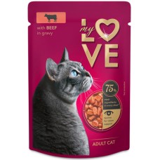 Kormotech MY LOVE Υγρή Τροφή για ενήλικες γάτες με κομματάκια βοδινό σε σάλτσα 85gr Kormotech MY LOVE Υγρή Τροφή για ενήλικες γάτες με κομματάκια βοδινό σε σάλτσα 85gr